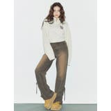 サイドギャザーリボンセミワイドデニムパンツ | EVRIS | 詳細画像3