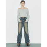 サイドギャザーリボンセミワイドデニムパンツ | EVRIS | 詳細画像5