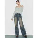 サイドギャザーリボンセミワイドデニムパンツ | EVRIS | 詳細画像6