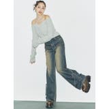 サイドギャザーリボンセミワイドデニムパンツ | EVRIS | 詳細画像7