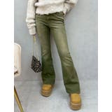 カーキ | カラーヴィンテージライクストレッチフレアデニムパンツ | EVRIS