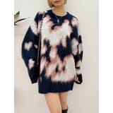 ネイビー | アニマルシャギーオーバーサイズニットトップス | EVRIS