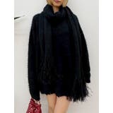 ブラック | マフラーSETシャギーニットトップス | EVRIS