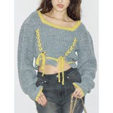 グレー | メランジバイカラーショートニットトップス | EVRIS