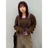 ブラウン | メランジバイカラーショートニットトップス | EVRIS