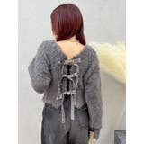 グレー | 2WAYリボンシャギーニットカーディガン | EVRIS