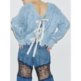 ブルー | 2WAYリボンシャギーニットカーディガン | EVRIS