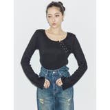 ブラック | レースアップカットソー | EVRIS