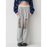 グレー | レースドッキングダメージスウェットワイドパンツ【セットアップ着用可能】 | EVRIS