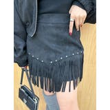 フェイクスウェードフリンジスタッズミニスカート【セットアップ着用可能】 | EVRIS | 詳細画像1 