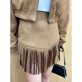 ブラウン | フェイクスウェードフリンジスタッズミニスカート【セットアップ着用可能】 | EVRIS