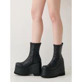 ブラック | フェイクレザープラットフォームブーツ | EVRIS