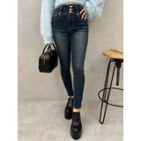 インディゴ | ワイドベルトハイウエストスキニーデニムパンツ | EVRIS