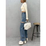 カットアウトワイドデニムパンツ【セットアップ着用可能】 | EVRIS | 詳細画像15