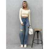 カットアウトワイドデニムパンツ【セットアップ着用可能】 | EVRIS | 詳細画像16