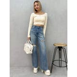 カットアウトワイドデニムパンツ【セットアップ着用可能】 | EVRIS | 詳細画像17