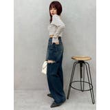 カットアウトワイドデニムパンツ【セットアップ着用可能】 | EVRIS | 詳細画像23