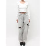 カットアウトワイドデニムパンツ【セットアップ着用可能】 | EVRIS | 詳細画像33