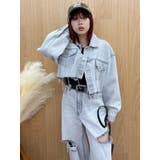 カットアウトワイドデニムパンツ【セットアップ着用可能】 | EVRIS | 詳細画像4