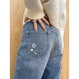 MIX MOTIF ワイドデニムパンツ | EVRIS | 詳細画像4 