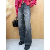 ブラック | MIX MOTIF ワイドデニムパンツ | EVRIS