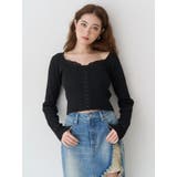 フロントホックレースドッキングニットトップス | EVRIS | 詳細画像2 