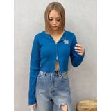 ブルー | ワンポイントジップアップニットフーディー | EVRIS