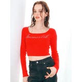 ラインストーンロゴニットトップス | EVRIS | 詳細画像5 