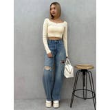 ラインストーンロゴニットトップス | EVRIS | 詳細画像50 