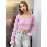 ピンク | ストラップデザインリブニットトップス | EVRIS