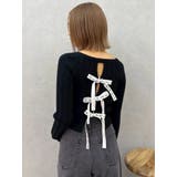 ブラック | 2WAYバックリボンニットトップス | EVRIS