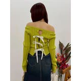 グリーン | 2WAYバックリボンニットトップス | EVRIS