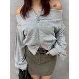 フロントジップオフショルスウェットトップス【セットアップ着用可能】 | EVRIS | 詳細画像11 