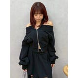 ブラック | フロントジップオフショルスウェットトップス【セットアップ着用可能】 | EVRIS