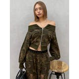 ミックス | フロントジップオフショルスウェットトップス【セットアップ着用可能】 | EVRIS