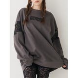 チャコールグレー | レースEmbroideryスウェットトップス | EVRIS