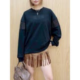 ブラック | レースEmbroideryスウェットトップス | EVRIS