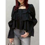 ブラック | フリルボリュームチュニック | EVRIS