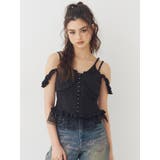 ブラック | フリルドッキングトップス 夏服 | EVRIS