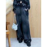 ブラック | パウダースウェットワイドパンツ【セットアップ着用可能】 | EVRIS