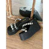 ブラック | 【厚底】ビジュープラットフォームサンダル | EVRIS