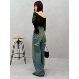 BACKスラッシュレースワイドデニムパンツ | EVRIS | 詳細画像21 