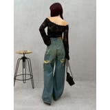 BACKスラッシュレースワイドデニムパンツ | EVRIS | 詳細画像22 