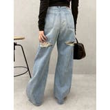 BACKスラッシュレースワイドデニムパンツ | EVRIS | 詳細画像24 