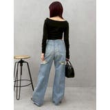 BACKスラッシュレースワイドデニムパンツ | EVRIS | 詳細画像28 