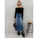 サイドビジューカットロングデニムスカート | EVRIS | 詳細画像14 