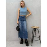 サイドビジューカットロングデニムスカート | EVRIS | 詳細画像16 