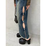 サイドビジューカットロングデニムスカート | EVRIS | 詳細画像26 