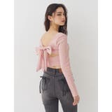 バックリボンスクエアネックリブトップス | EVRIS | 詳細画像17