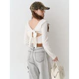 バックリボンスクエアネックリブトップス | EVRIS | 詳細画像3